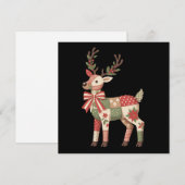 クリスマスパッチワークトナカイ刺繍動物 シーズンカード (正面/裏面)