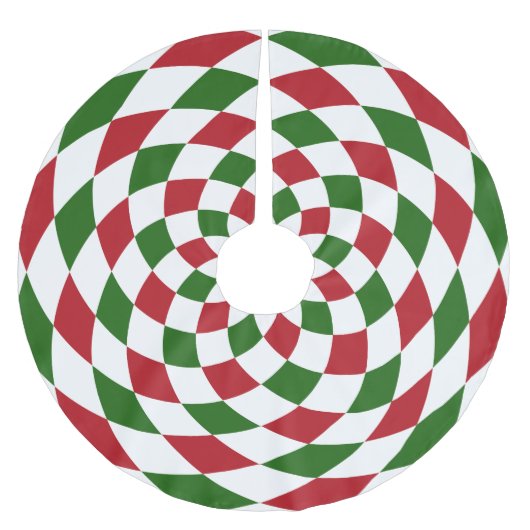 クリスマスパッチワークハーレクインパターン ブラッシュドポリエステルツリースカート (正面)