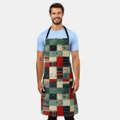 クリスマスパッチワーク エプロン (着用した状態)