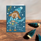 クリスマスパップブルーホリデーグリーティングカード カード