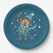 クリスマスパップブルー紙プレート ペーパープレート (正面)