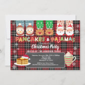 クリスマスパナックとパジャマのパーティーレッドフランネル 招待状 (正面)