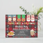 クリスマスパナックとパジャマのパーティーレッドフランネル 招待状 (スタンド正面)
