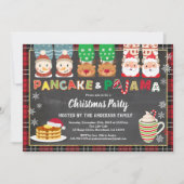 クリスマスパナックとパジャマのパーティー赤い格子 招待状 (正面)