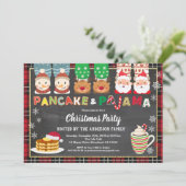 クリスマスパナックとパジャマのパーティー赤い格子 招待状 (スタンド正面)