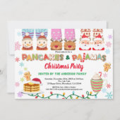 クリスマスパナックとパジャマパーティーピンク白 招待状 (正面)