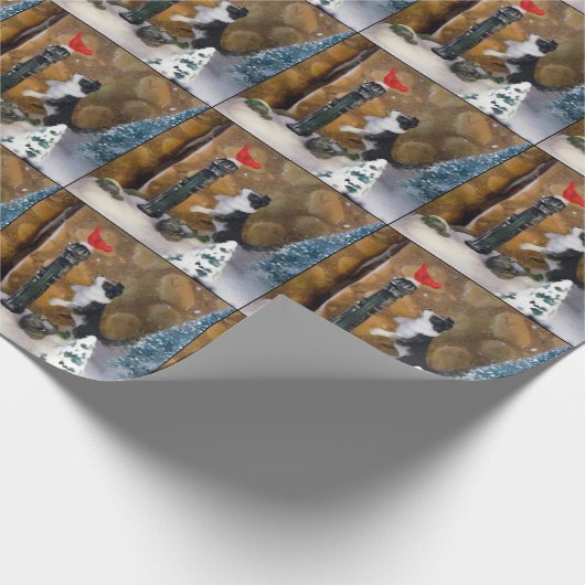 クリスマスパピーと（鳥）ショウジョウコウカンチョウ – ビレッジラッピング ラッピングペーパー (角)