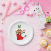 クリスマスパピーレトロ ペーパープレート (パーティー)