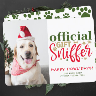 クリスマスパピー写真カスタマイズおもしろい犬写真 シーズンカード