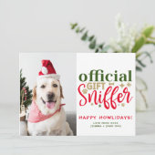 クリスマスパピー写真カスタマイズおもしろい犬写真 シーズンカード (スタンド正面)