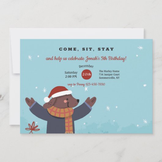 クリスマスパピー招待状 招待状 (正面)
