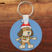 クリスマスパピー「サイモン」ボタンのキーチェーン キーホルダー (正面)