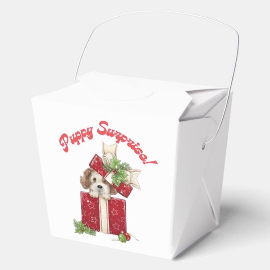 クリスマスパピーinギフトボックスホリデーサプライズ フェイバーボックス (正面)