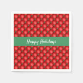 クリスマスパフィーのキルティングレッドとグリーン スタンダードカクテルナプキン (正面)