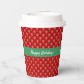 クリスマスパフィーのキルティングレッドとグリーン 紙コップ (裏面)