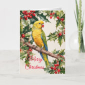 クリスマスパラケートのホリデーカード シーズンカード (正面)