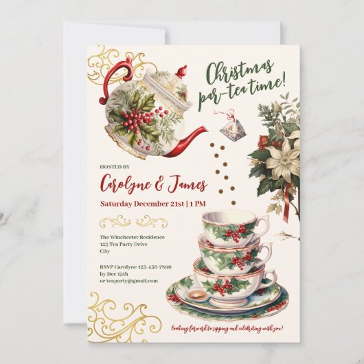 クリスマスパラティータイム！クリスマスパーティの招待状 招待状 (正面)