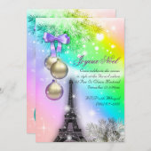 クリスマスパリカードエッフェルタワースノー2 招待状 (正面/裏面)