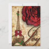 クリスマスパリカードエッフェルタワーヴィンテージバラ 招待状 (裏面)