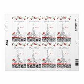 クリスマスパリフランスメルチエッフェルタワーレッドローズ ラベル (フルシート)