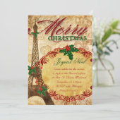 クリスマスパリ招待状エッフェルタワーヴィンテージ 招待状 (スタンド正面)