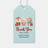 クリスマスパル – トナカイ，クマ&ウサギありがとう ギフトタグ (正面)
