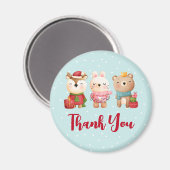 クリスマスパル – トナカイ，クマ&ウサギありがとう マグネット (正面/裏面)