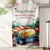 クリスマスパンとバターパーソナライズされた キッチンタオル