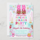クリスマスパンケーキとパジャマ誕生日招待状 招待状 (正面)