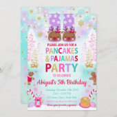 クリスマスパンケーキとパジャマ誕生日招待状 招待状 (正面/裏面)