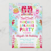 クリスマスパンケーキとパジャマ誕生日招待状 招待状 (正面/裏面)