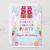 クリスマスパンケーキとパジャマ誕生日招待状 招待状 (正面)