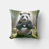 クリスマスパンダのハート クッション (正面)