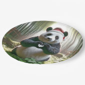 クリスマスパンダのハート ペーパープレート (アングル)