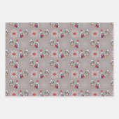 クリスマスパンダベアーズオーナメントサンタハット ラッピングペーパーシート (正面3)