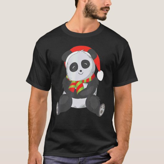 クリスマスパンダ冬季休暇動物 Tシャツ (正面)