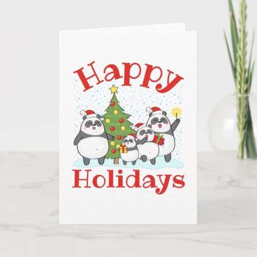 クリスマスパンダ家族の休日 カード (正面)
