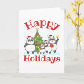 クリスマスパンダ家族の休日 カード (黄色い花)