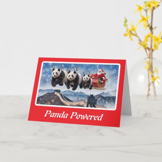 クリスマスパンダ カード (黄色い花)