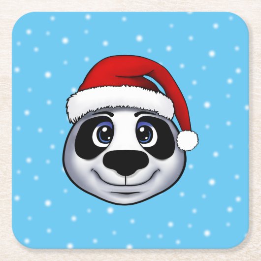 クリスマスパンダ スクエアペーパーコースター (正面)