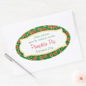 クリスマスパンプキンパイペイズリーグリーンラベルシール 楕円形シール (封筒)