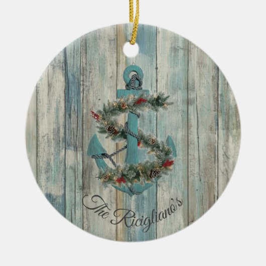 クリスマスパーソナライズされたいかりセラミックオーナメント セラミックオーナメント (正面)