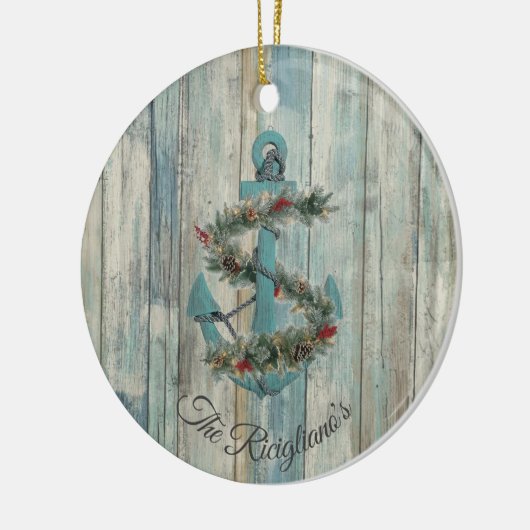 クリスマスパーソナライズされたいかりセラミックオーナメント セラミックオーナメント (左)