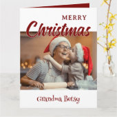 クリスマスパーソナライズされたおばあちゃん家族の写真 カード (黄色い花)