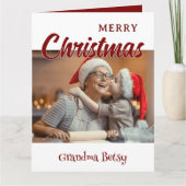クリスマスパーソナライズされたおばあちゃん家族の写真 カード (正面)