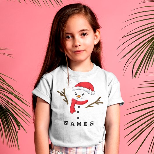 クリスマスパーソナライズされたおもしろい雪だるまキッドガール Tシャツ