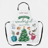 クリスマスパーソナライズされたかわいいイラスト エプロン (正面)