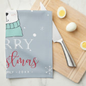 クリスマスパーソナライズされたかわいいクマ キッチンタオル (四つ折り)