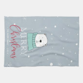 クリスマスパーソナライズされたかわいいクマ キッチンタオル (横)