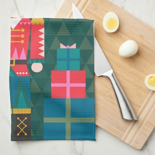 クリスマスパーソナライズされたのカスタムくるみ割り キッチンタオル (四つ折り)